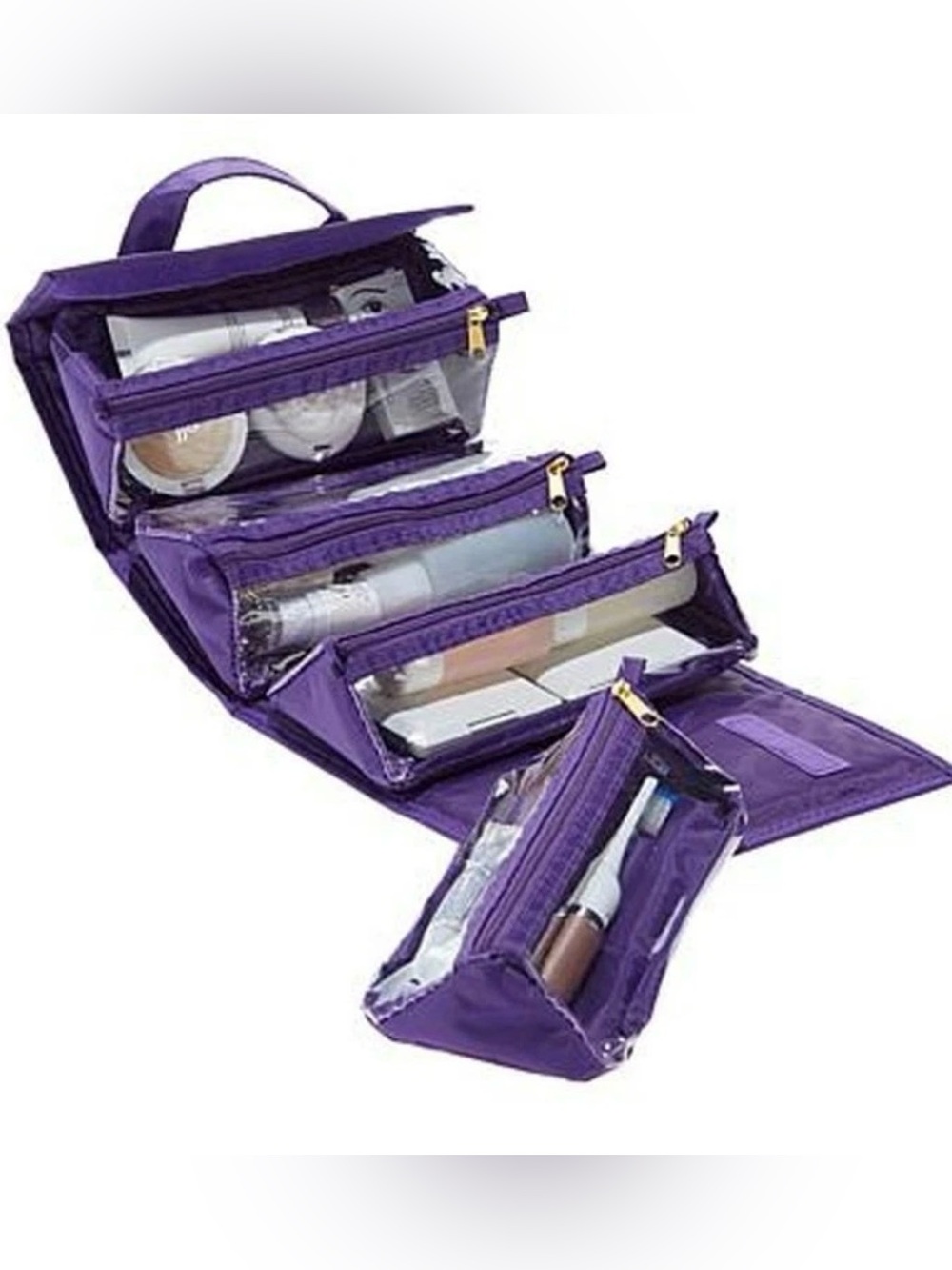 JOY MANGANO PURPLE BETTER BEAUTY ROLL UP TRAVEL CASE